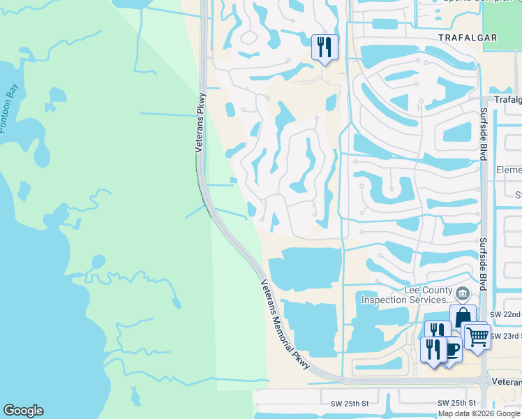 map of restaurants, bars, coffee shops, grocery stores, and more near 11658 Princess Margaret Court in Cape Coral