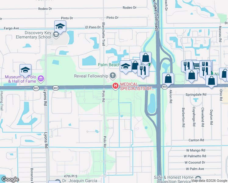 map of restaurants, bars, coffee shops, grocery stores, and more near 8475 Florida 802 in Lake Worth