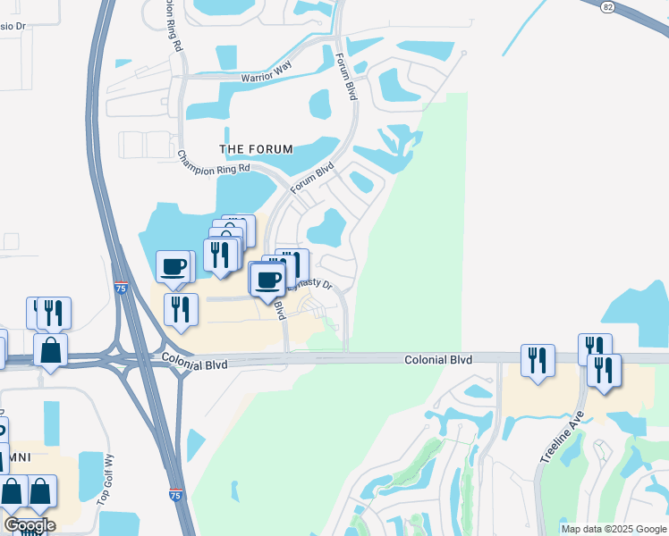 map of restaurants, bars, coffee shops, grocery stores, and more near 9974 Chiana Circle in Fort Myers