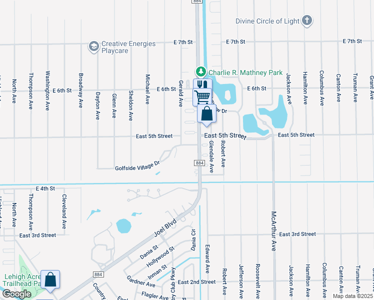 map of restaurants, bars, coffee shops, grocery stores, and more near 2208 East 5th Street in Lehigh Acres