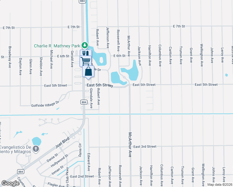 map of restaurants, bars, coffee shops, grocery stores, and more near 418 Jefferson Avenue in Lehigh Acres