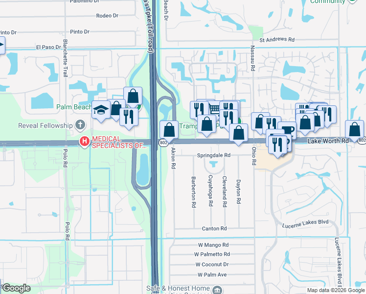 map of restaurants, bars, coffee shops, grocery stores, and more near in Palm Beach County
