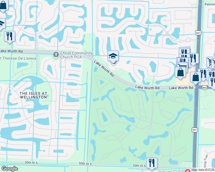 map of restaurants, bars, coffee shops, grocery stores, and more near 4194 Imperial Isle Drive in Lake Worth