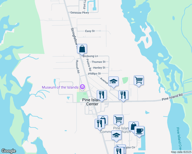 map of restaurants, bars, coffee shops, grocery stores, and more near 5527 Avenue East in Bokeelia