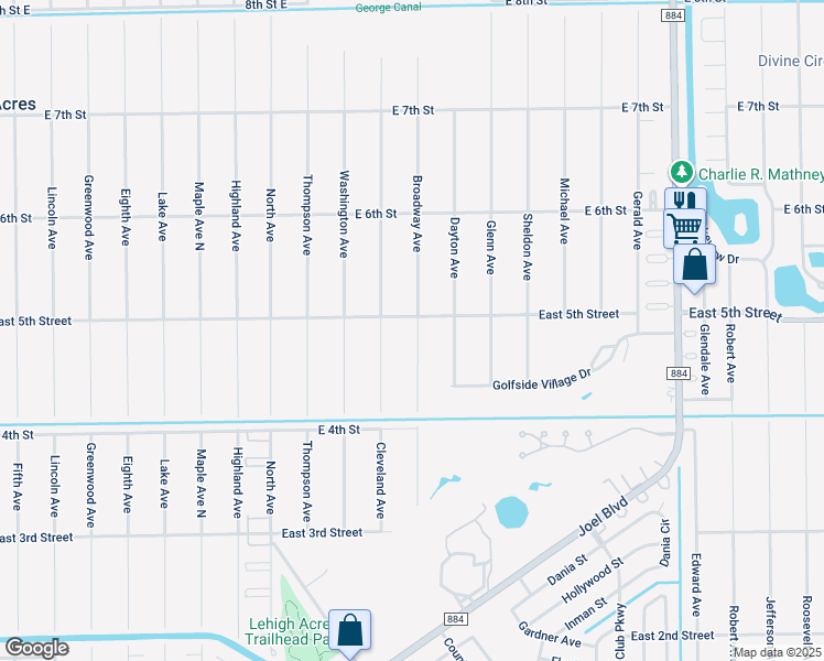 map of restaurants, bars, coffee shops, grocery stores, and more near 421 Broadway Avenue in Lehigh Acres