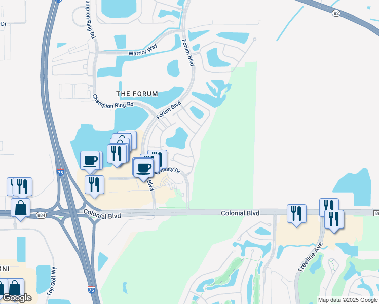 map of restaurants, bars, coffee shops, grocery stores, and more near 3368 Antica Street in Fort Myers