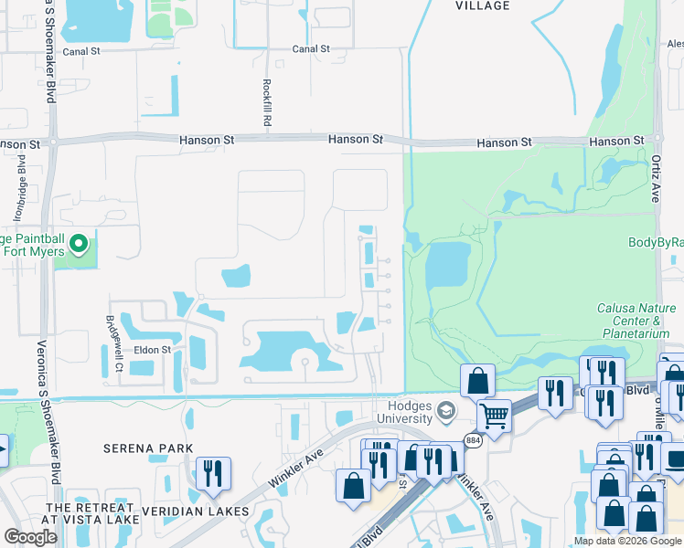 map of restaurants, bars, coffee shops, grocery stores, and more near 4369 Dutchess Park Road in Fort Myers
