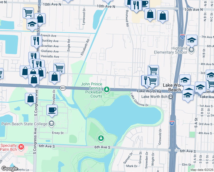 map of restaurants, bars, coffee shops, grocery stores, and more near in Palm Beach County