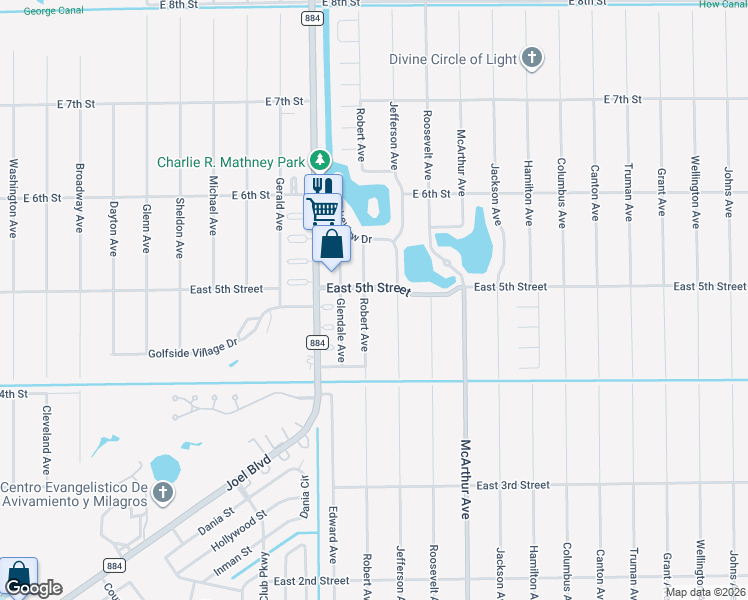 map of restaurants, bars, coffee shops, grocery stores, and more near 420 Robert Avenue in Lehigh Acres