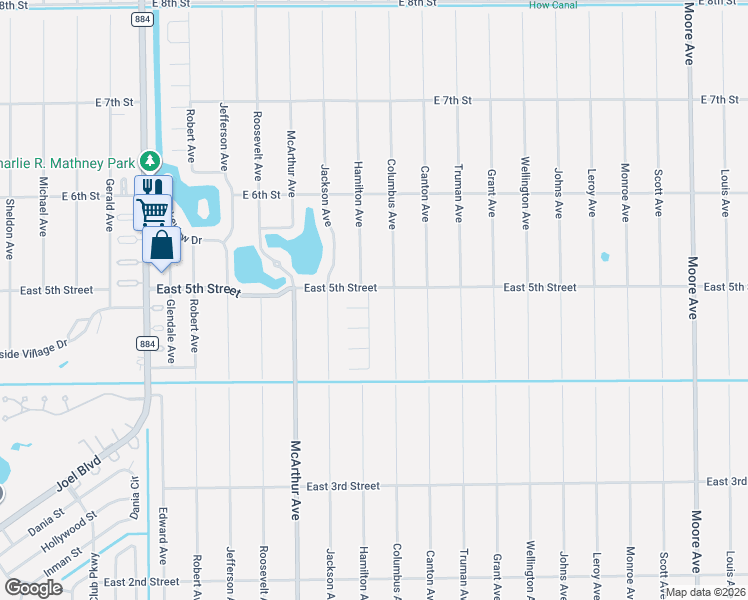 map of restaurants, bars, coffee shops, grocery stores, and more near 424 Hamilton Avenue in Lehigh Acres
