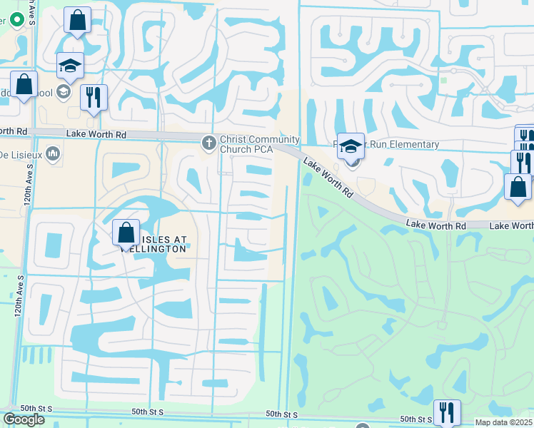 map of restaurants, bars, coffee shops, grocery stores, and more near 11066 Stone Creek Street in Wellington