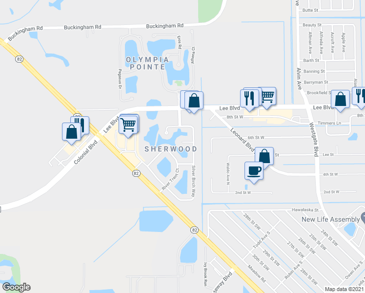 map of restaurants, bars, coffee shops, grocery stores, and more near 11512 Clumbet Lane in Lehigh Acres