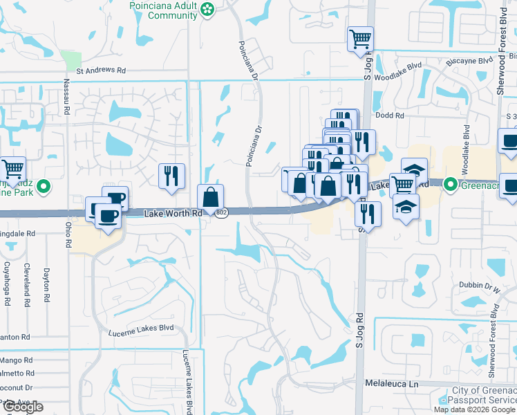 map of restaurants, bars, coffee shops, grocery stores, and more near 6798 Lake Worth Road in Lake Worth