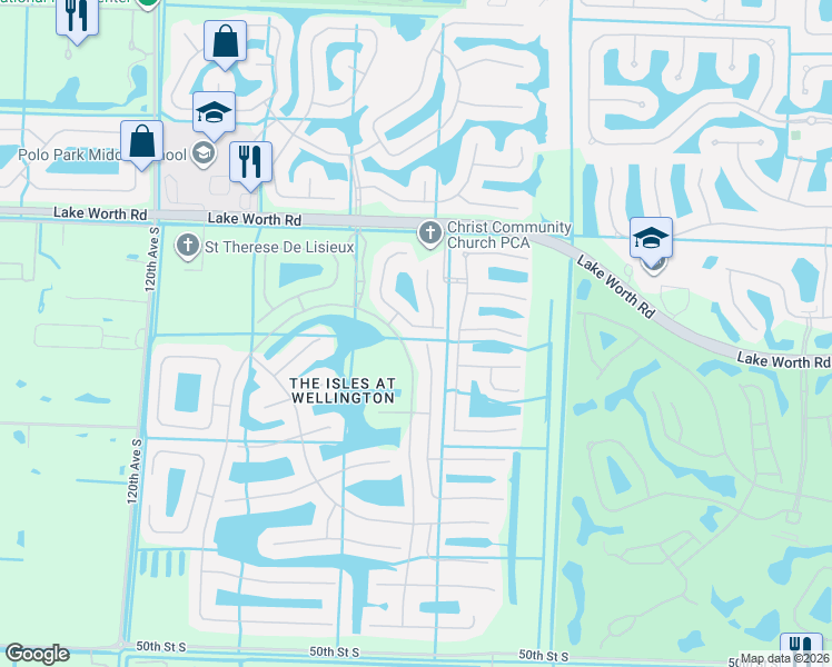 map of restaurants, bars, coffee shops, grocery stores, and more near 4264 Mariners Cove Drive in Wellington