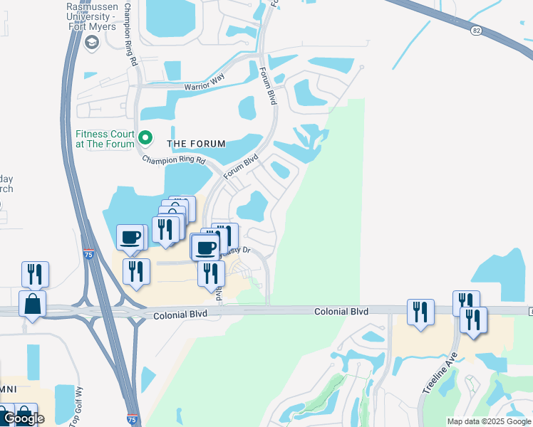 map of restaurants, bars, coffee shops, grocery stores, and more near 3350 Antica Street in Fort Myers