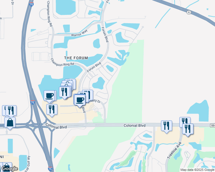 map of restaurants, bars, coffee shops, grocery stores, and more near 3349 Antica Street in Fort Myers