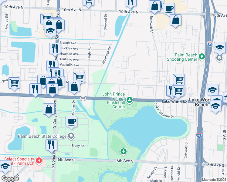 map of restaurants, bars, coffee shops, grocery stores, and more near 2475 Lake Worth Road in Lake Worth