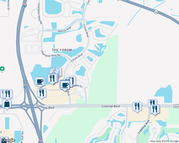 map of restaurants, bars, coffee shops, grocery stores, and more near 3339 Antica Street in Fort Myers