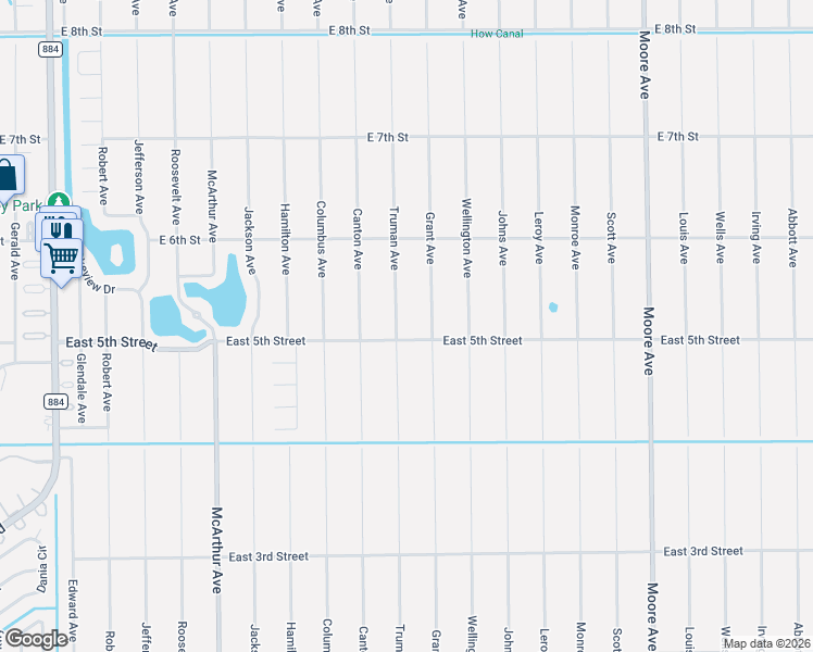 map of restaurants, bars, coffee shops, grocery stores, and more near 505 Grant Avenue in Lehigh Acres