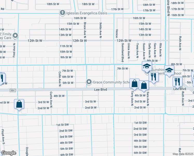 map of restaurants, bars, coffee shops, grocery stores, and more near 3721 6th Street West in Lehigh Acres