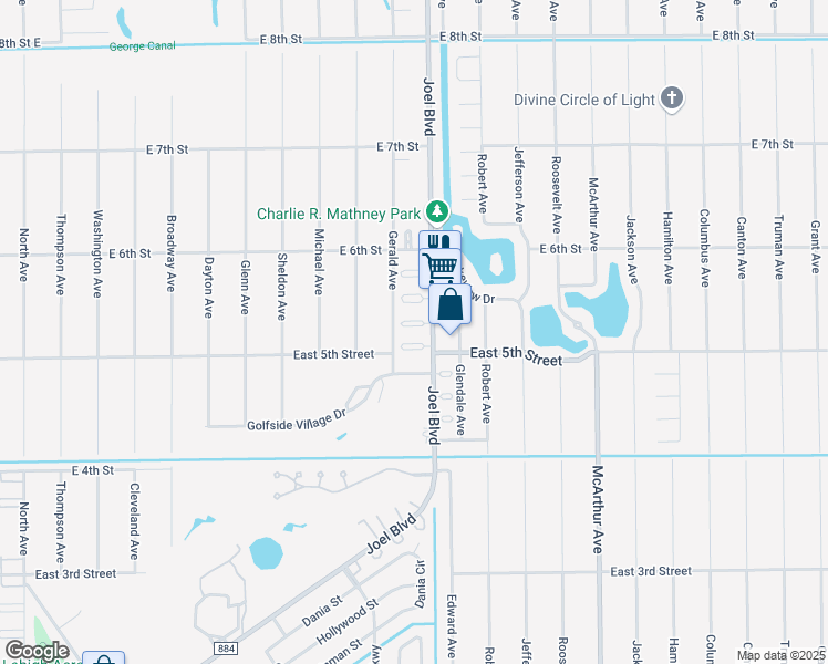 map of restaurants, bars, coffee shops, grocery stores, and more near 2206 Croton Court in Lehigh Acres