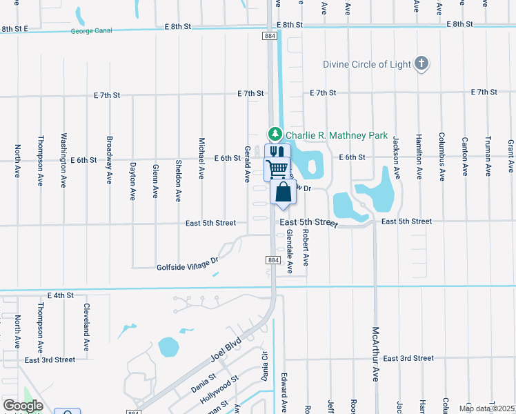 map of restaurants, bars, coffee shops, grocery stores, and more near 2206 Croton Court in Lehigh Acres