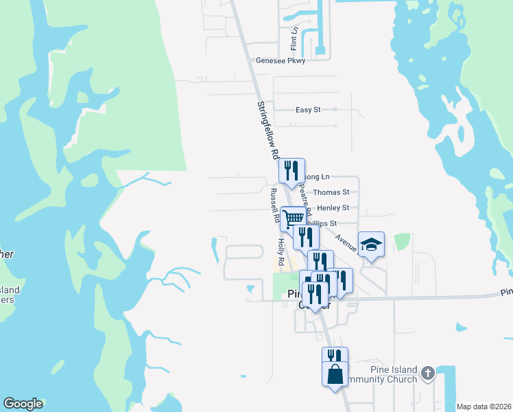 map of restaurants, bars, coffee shops, grocery stores, and more near 5814 Tahiti Drive in Bokeelia