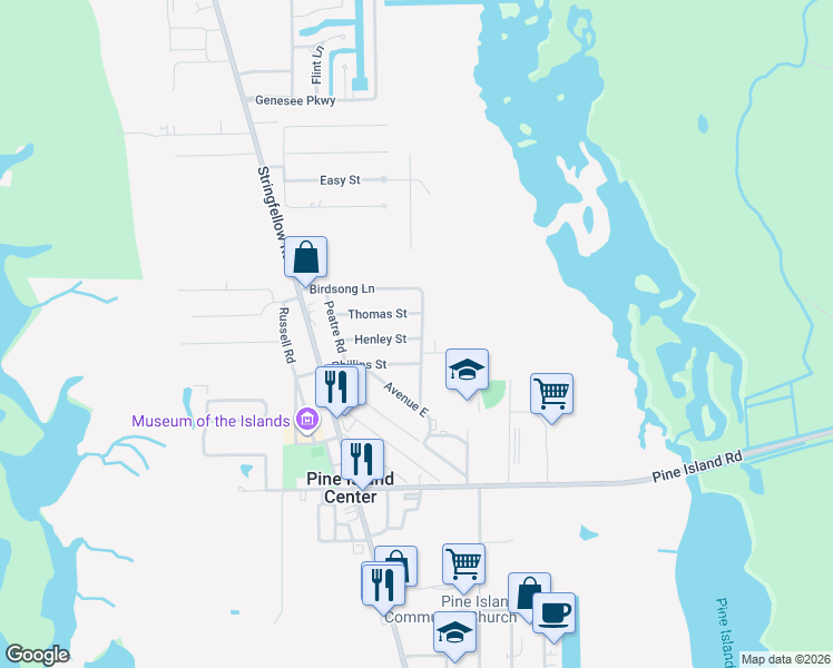 map of restaurants, bars, coffee shops, grocery stores, and more near 5384 Henley Street in Bokeelia