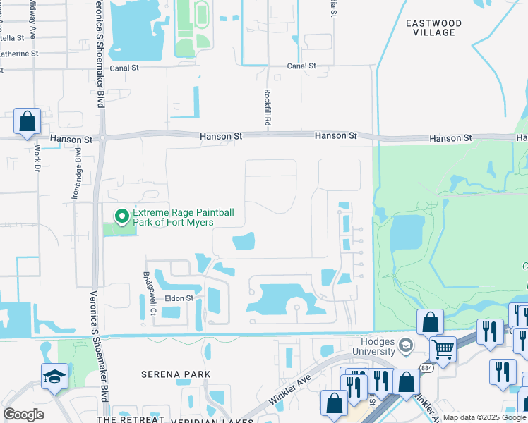 map of restaurants, bars, coffee shops, grocery stores, and more near 2877 Royal Gardens Avenue in Fort Myers