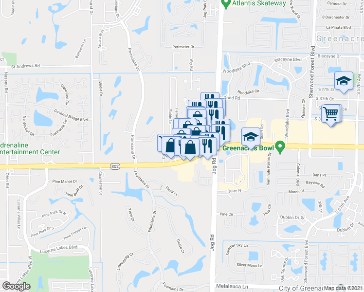 map of restaurants, bars, coffee shops, grocery stores, and more near 6673 Lake Worth Road in Lake Worth