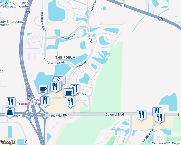 map of restaurants, bars, coffee shops, grocery stores, and more near 10034 Salina Street in Fort Myers