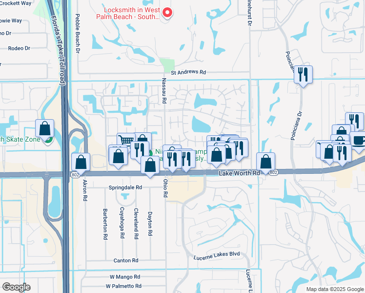 map of restaurants, bars, coffee shops, grocery stores, and more near 7363 Lake Worth Rd in Lake Worth