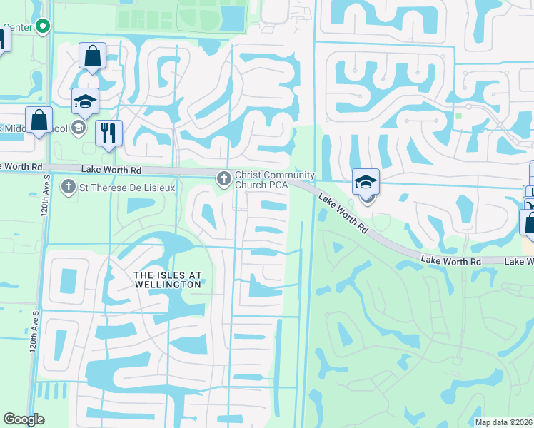 map of restaurants, bars, coffee shops, grocery stores, and more near 11143 Pacifica Street in Wellington