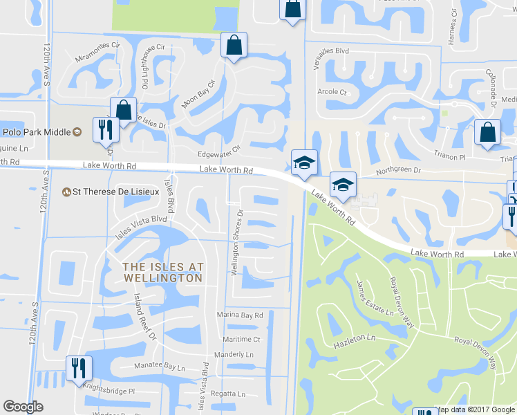 map of restaurants, bars, coffee shops, grocery stores, and more near 11143 Pacifica Street in Wellington