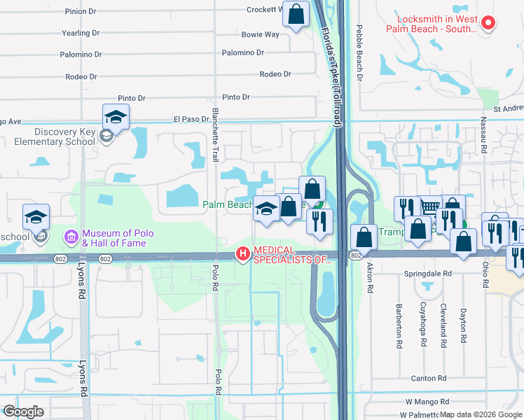 map of restaurants, bars, coffee shops, grocery stores, and more near 3877 Summer Chase Court in Lake Worth