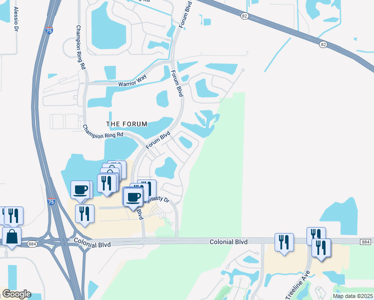 map of restaurants, bars, coffee shops, grocery stores, and more near 10031 Ravello Boulevard in Fort Myers