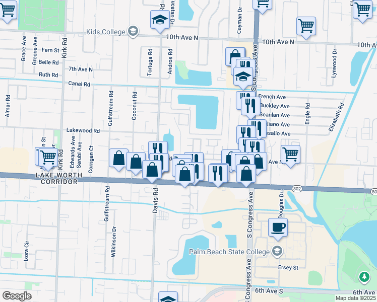 map of restaurants, bars, coffee shops, grocery stores, and more near 117 Harrington Court in Palm Springs