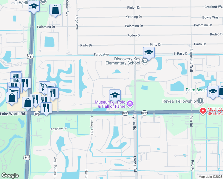 map of restaurants, bars, coffee shops, grocery stores, and more near 9240 Greenspire Lane in Lake Worth