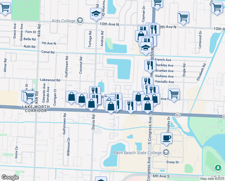 map of restaurants, bars, coffee shops, grocery stores, and more near 124 Hemingway Court in Palm Springs