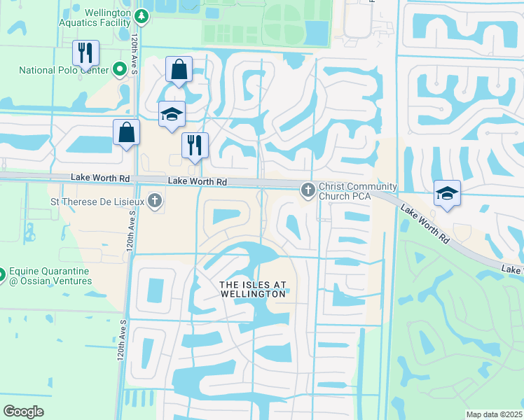 map of restaurants, bars, coffee shops, grocery stores, and more near 4046 Bahia Isle Circle in Wellington