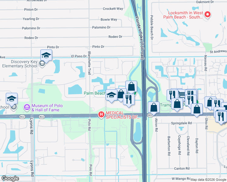map of restaurants, bars, coffee shops, grocery stores, and more near 3877 Summer Chase Ct in Lake Worth