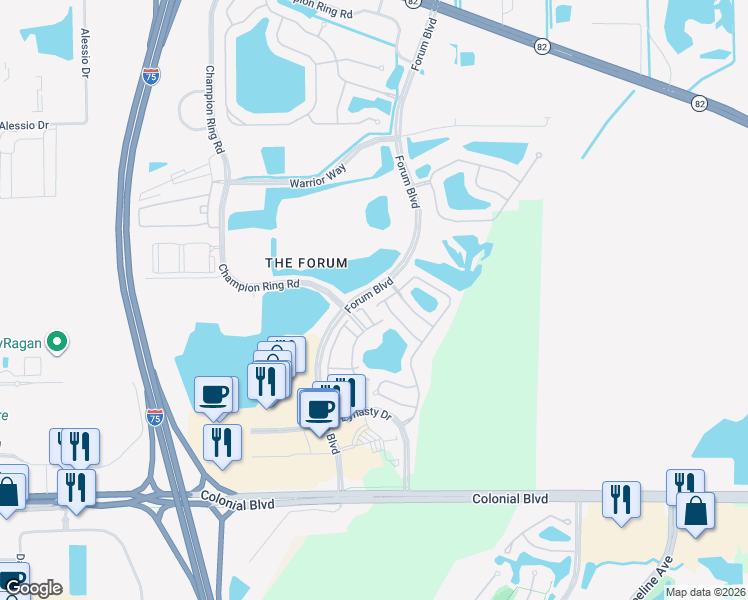 map of restaurants, bars, coffee shops, grocery stores, and more near 3159 Antica Street in Fort Myers