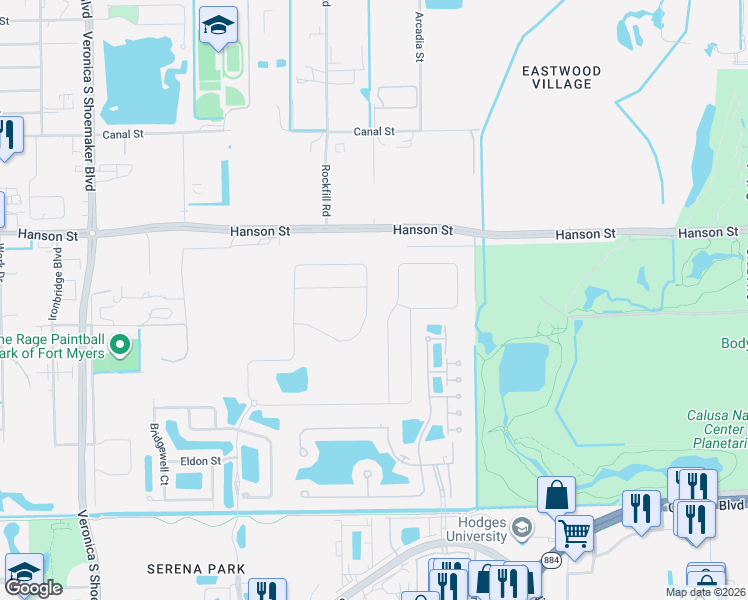 map of restaurants, bars, coffee shops, grocery stores, and more near 2952 Royal Gardens Avenue in Fort Myers