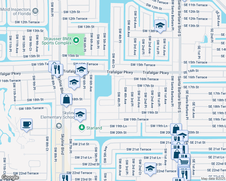 map of restaurants, bars, coffee shops, grocery stores, and more near 1706 Emerald Cove Drive in Cape Coral