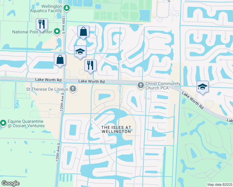 map of restaurants, bars, coffee shops, grocery stores, and more near 4046 Bahia Isle Circle in Wellington