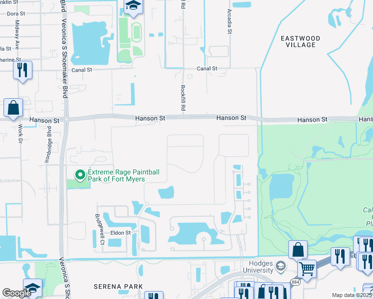 map of restaurants, bars, coffee shops, grocery stores, and more near 4176 Bloomfield Street in Fort Myers