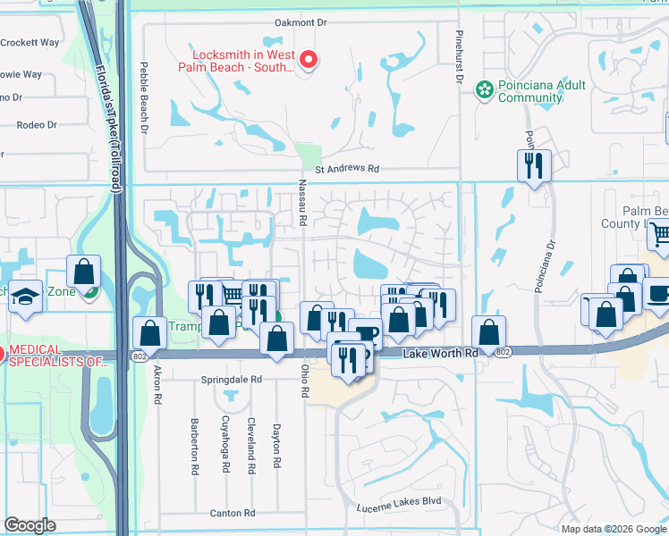 map of restaurants, bars, coffee shops, grocery stores, and more near 738 Nantucket Circle in Lake Worth