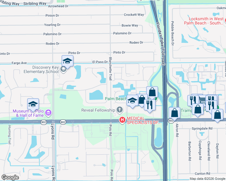 map of restaurants, bars, coffee shops, grocery stores, and more near 4004 Summer Chase Court in Lake Worth