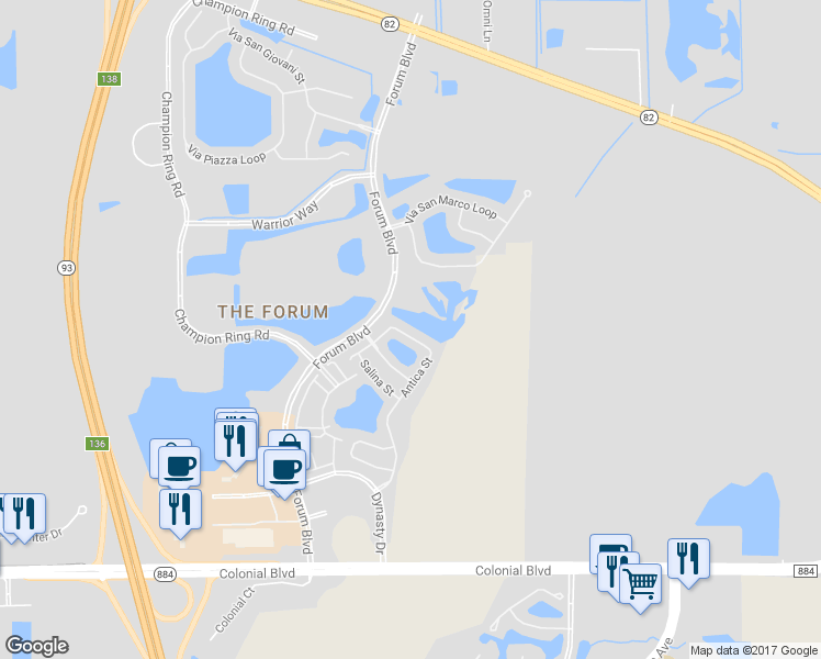 map of restaurants, bars, coffee shops, grocery stores, and more near 3229 Antica Street in Fort Myers