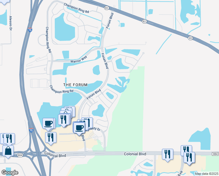 map of restaurants, bars, coffee shops, grocery stores, and more near 3217 Antica Street in Fort Myers